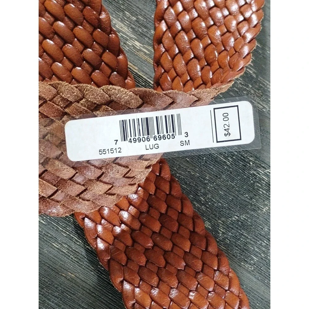 Michael Kors Cognac Brown Woven Leather Double Prong Belt Size Small